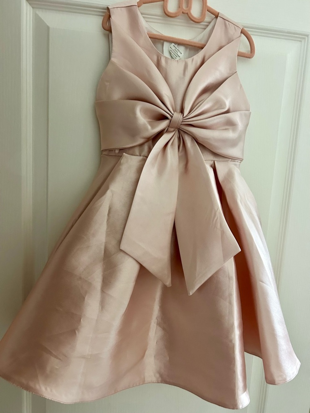 EUC Girls' Satin Bow-Front Party Dress - Blush Pink
